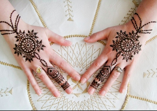 Latest Simple Mehandi Designs featuring hand ornament patterns