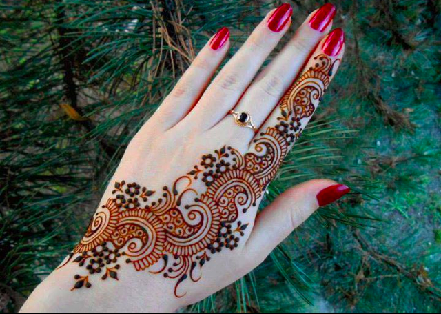 Simple Mehandi Design with beautiful arrangement of mango motif